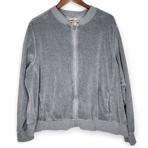 Nordstrom Z by Zella Velour Full Zip Activewear Bomber Jacket in Gray Size 2X